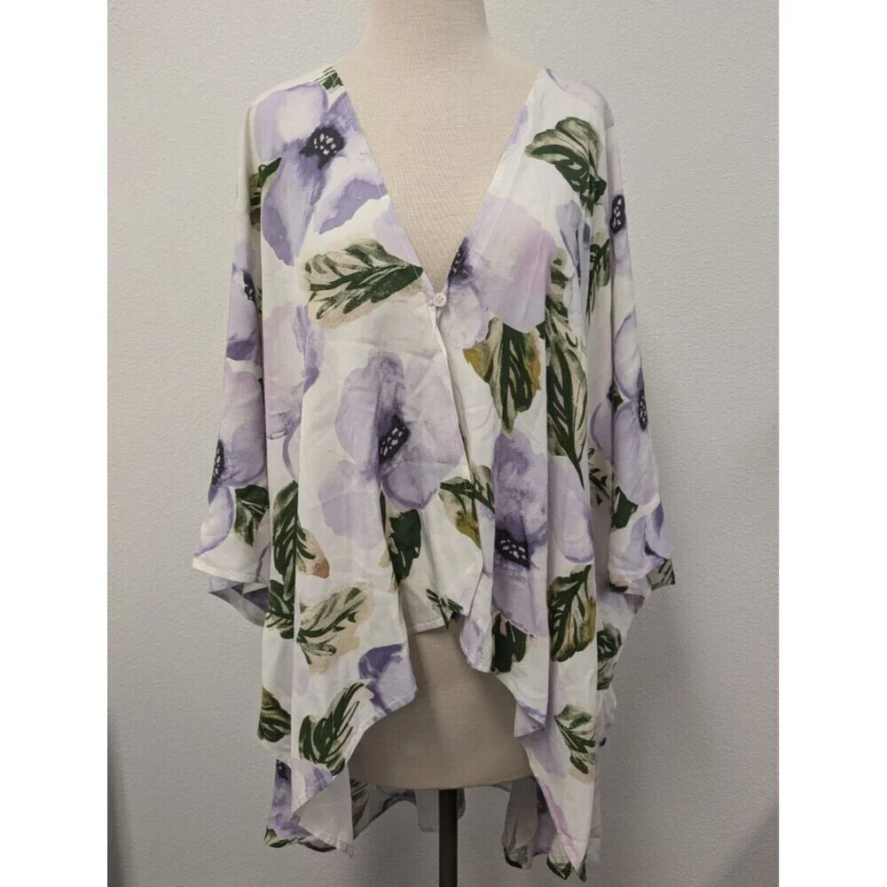 Sseko Floral Flowy Lightweight Duster Cover Up O/S Hawaiian Resortwear Beach